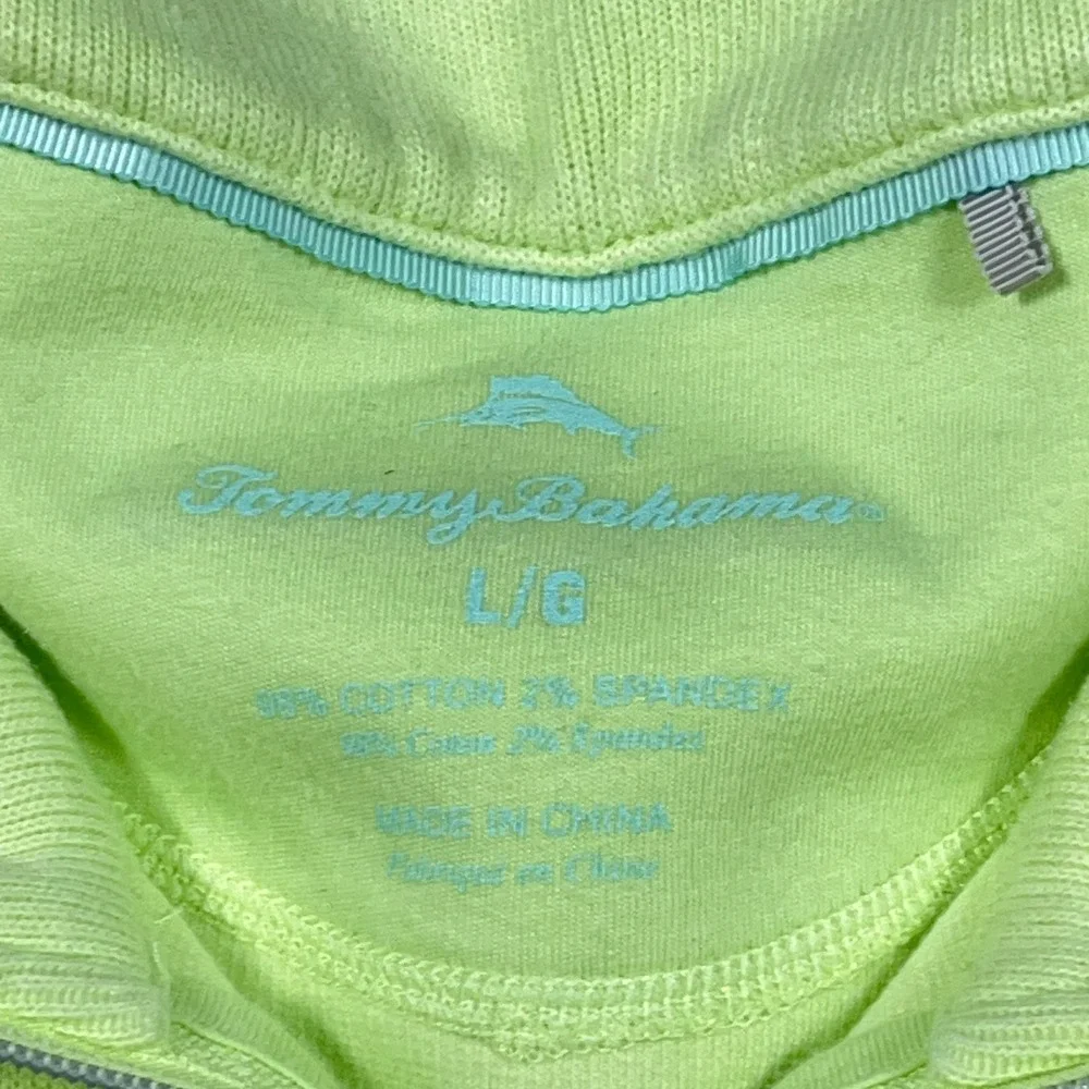 Tommy Bahama Sweater Women‎ Large Green Full Zip Jacket Relax Neon Marlin *